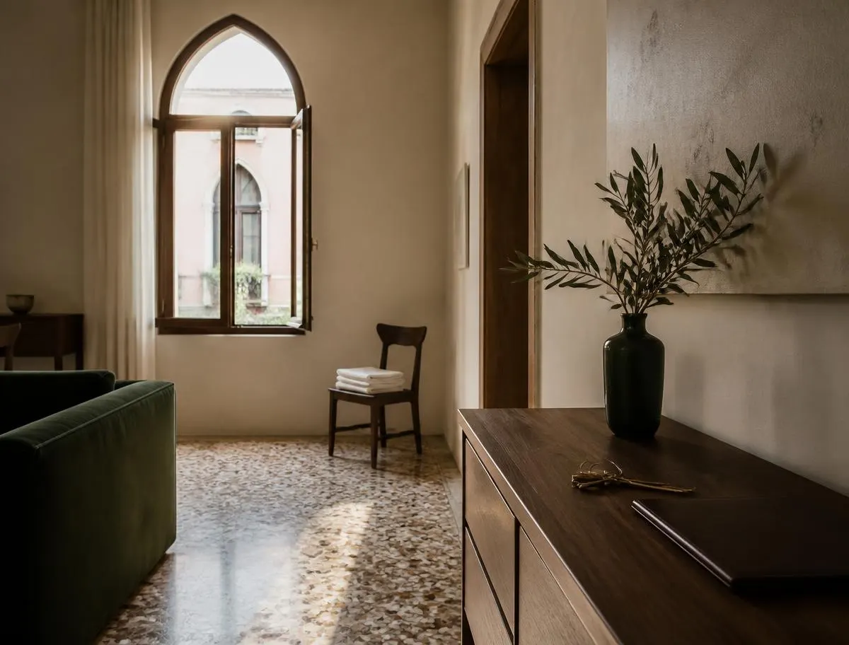 Interno di un appartamento veneziano restaurato gestito dalla piattaforma GestorPro di VeniceVillas